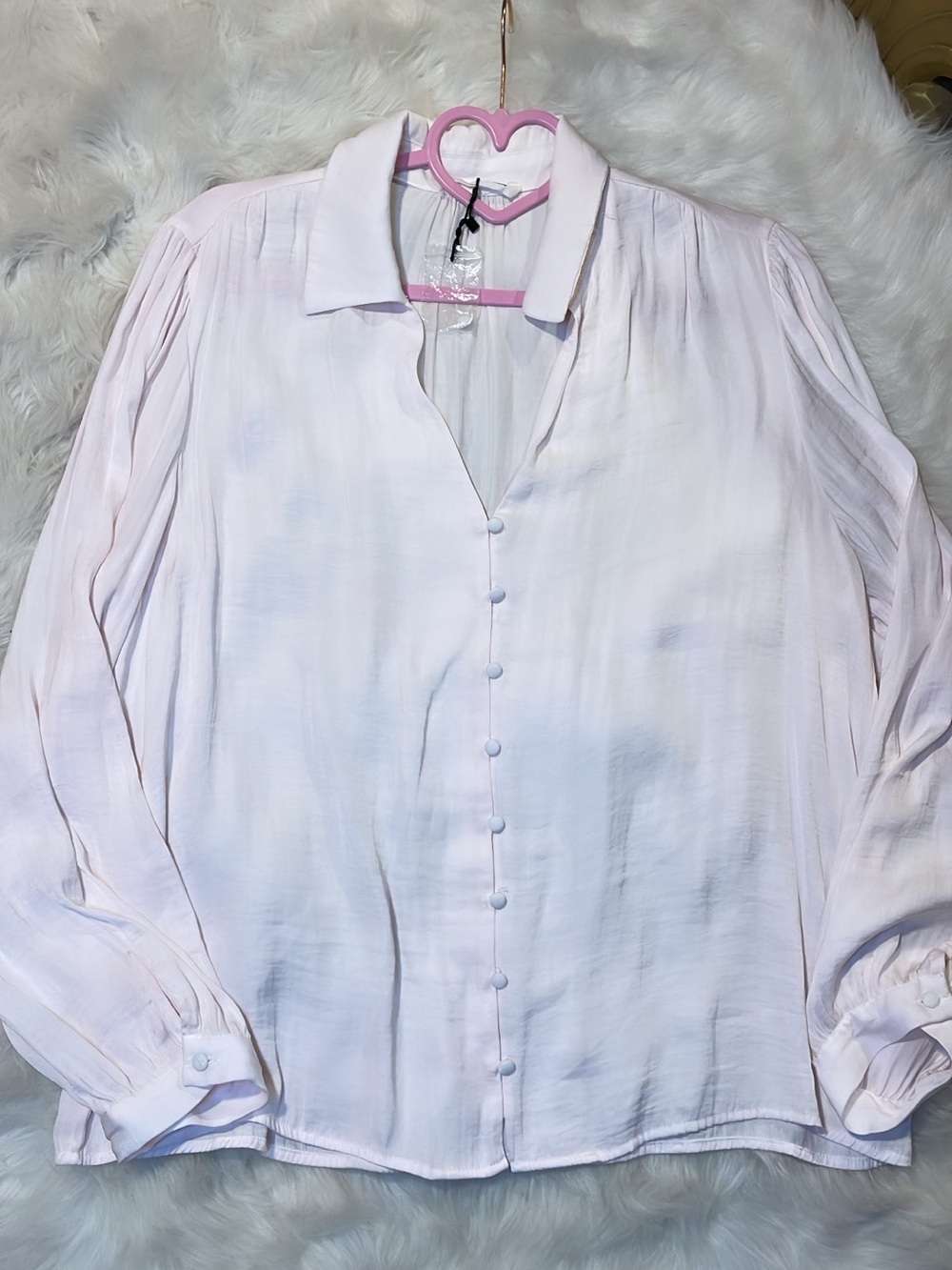 SFERRA Pale Pink Button-Front Collared Blouse